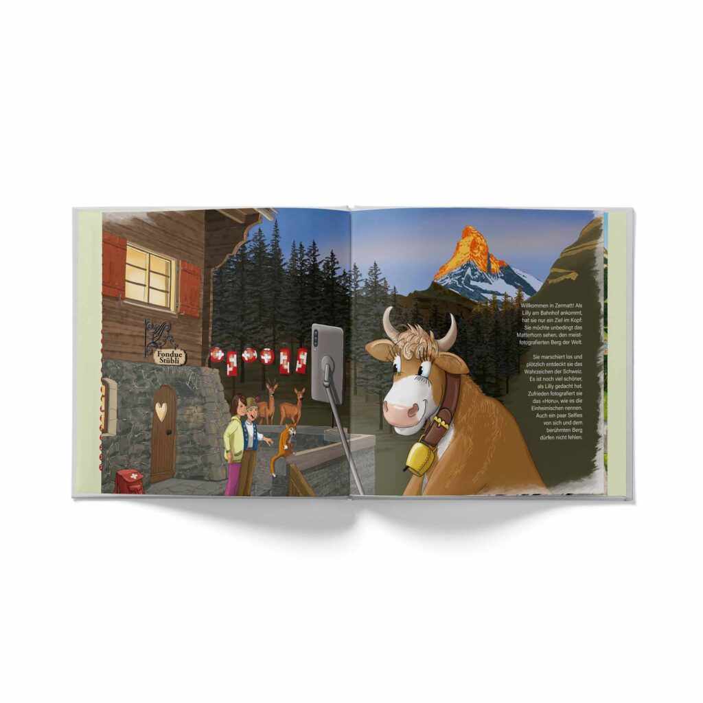 Kinderbuch «Lilly, die reiselustige Kuh» Inhalt Zermatt