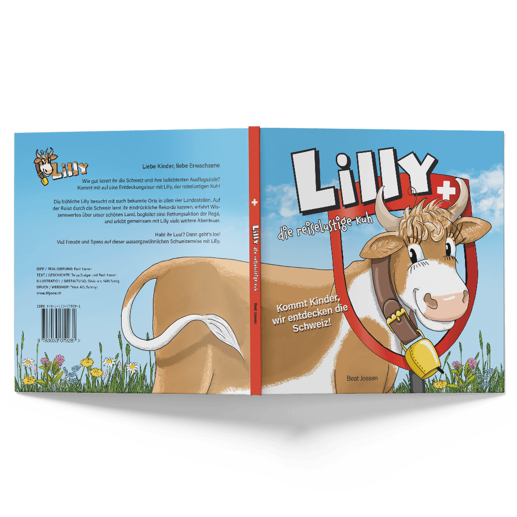 Deckel des Kinderbuchs «Lilly, die reiselustige Kuh»
