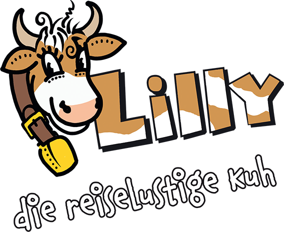 Lilly, die reiselustige Kuh. Logo mit Untertitel
